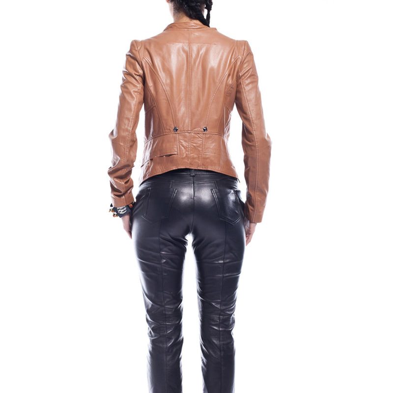 Biker / Motorcycle Jacket - Women Real Lambskin Leather Biker Jacket KW443 - Koza Leathers
