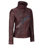 Biker / Motorcycle Jacket - Women Real Lambskin Leather Biker Jacket KW096 - Koza Leathers