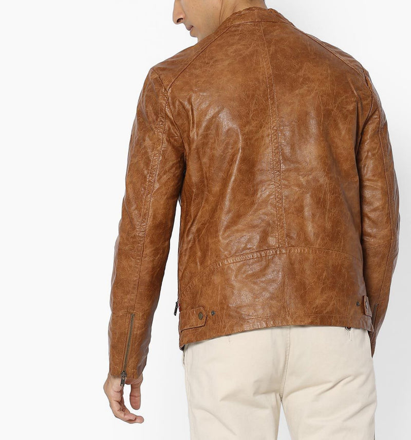 Biker Jacket - Men Real Lambskin Motorcycle Leather Biker Jacket KM598 - Koza Leathers