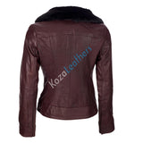 Biker / Motorcycle Jacket - Women Real Lambskin Leather Biker Jacket KW096 - Koza Leathers