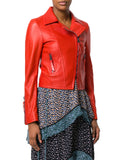 Biker / Motorcycle Jacket - Women Real Lambskin Leather Biker Jacket KW539 - Koza Leathers
