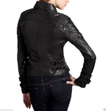 Biker / Motorcycle Jacket - Women Real Lambskin Leather Biker Jacket KW027 - Koza Leathers