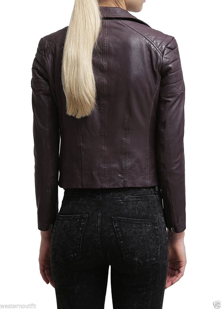 Biker / Motorcycle Jacket - Women Real Lambskin Leather Jacket KW010 - Koza Leathers