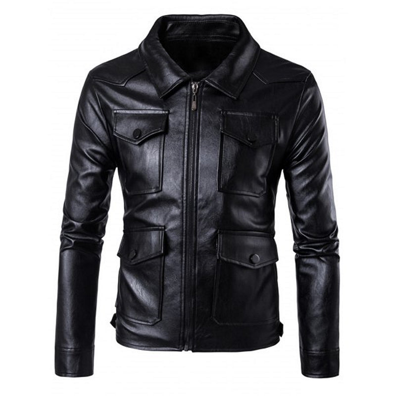 Biker Jacket - Men Real Lambskin Motorcycle Leather Biker Jacket KM577 - Koza Leathers