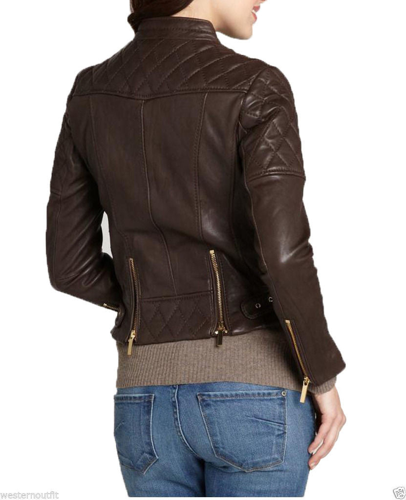 Biker / Motorcycle Jacket - Women Real Lambskin Leather Jacket KW013 - Koza Leathers