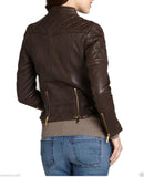 Biker / Motorcycle Jacket - Women Real Lambskin Leather Biker Jacket KW030 - Koza Leathers