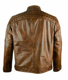 Koza Leathers Men's Genuine Lambskin Leather Vintage Motorcycle Jacket VJ008
