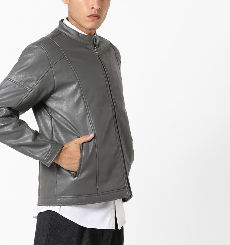 Biker Jacket - Men Real Lambskin Motorcycle Leather Biker Jacket KM617 - Koza Leathers