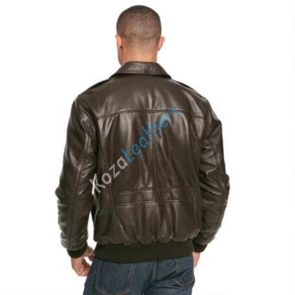 Men's Genuine Lambskin Bomber Leather Jacket NJ014 Koza Leathers