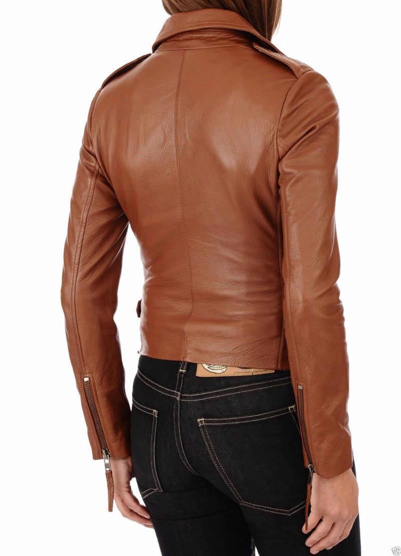 Biker / Motorcycle Jacket - Women Real Lambskin Leather Jacket KW014 - Koza Leathers