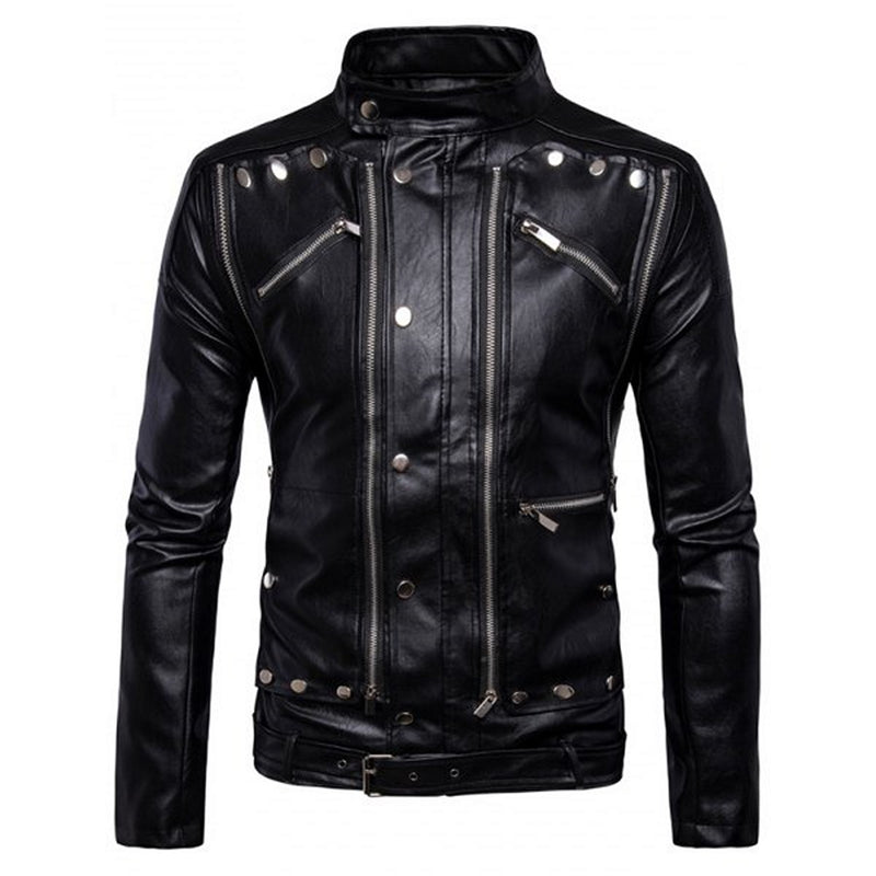 Biker Jacket - Men Real Lambskin Motorcycle Leather Biker Jacket KM587 - Koza Leathers