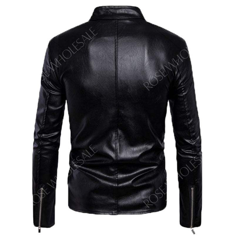 Biker Jacket - Men Real Lambskin Motorcycle Leather Biker Jacket KM587 - Koza Leathers