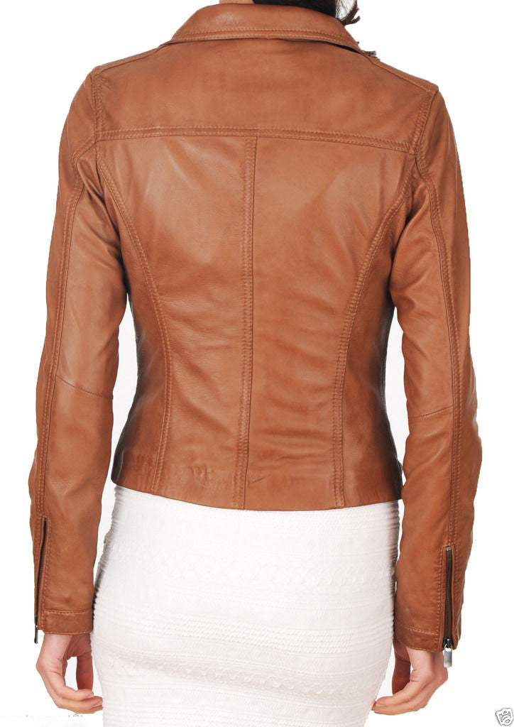 Biker / Motorcycle Jacket - Women Real Lambskin Leather Jacket KW015 - Koza Leathers