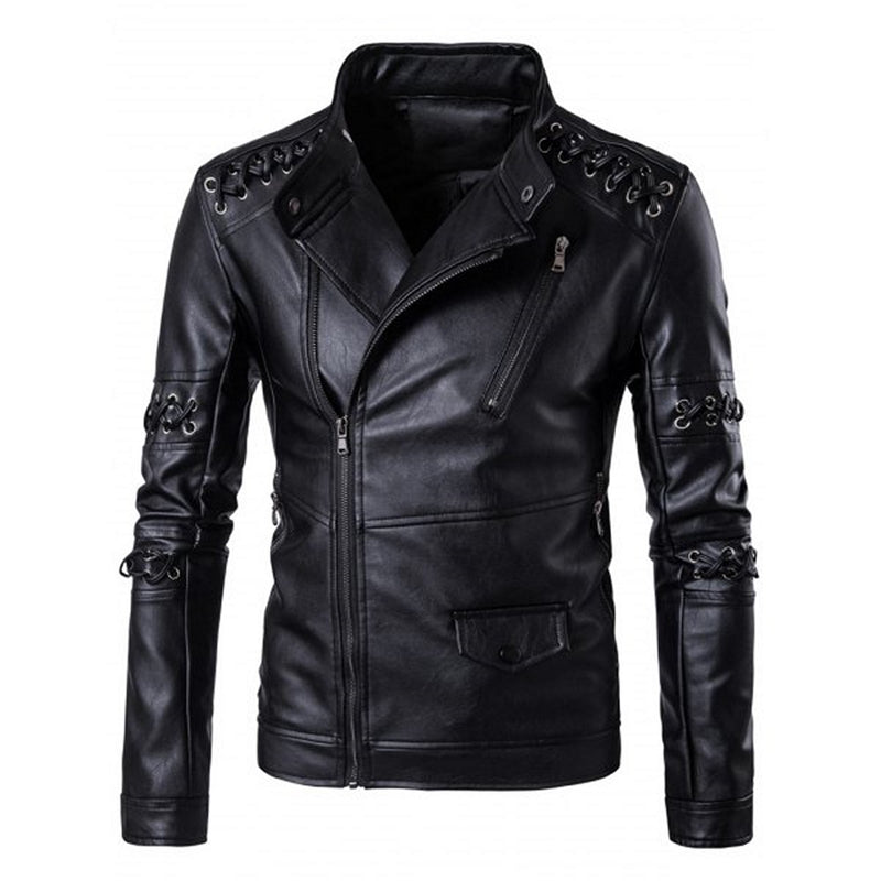 Biker Jacket - Men Real Lambskin Motorcycle Leather Biker Jacket KM588 - Koza Leathers
