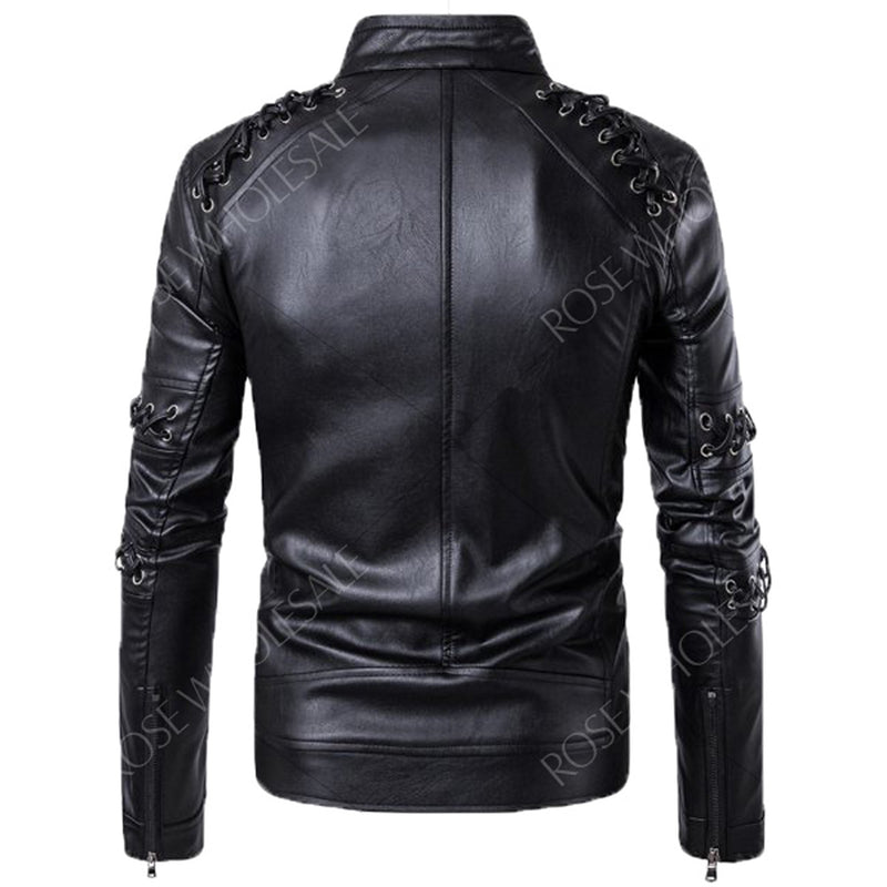Biker Jacket - Men Real Lambskin Motorcycle Leather Biker Jacket KM588 - Koza Leathers