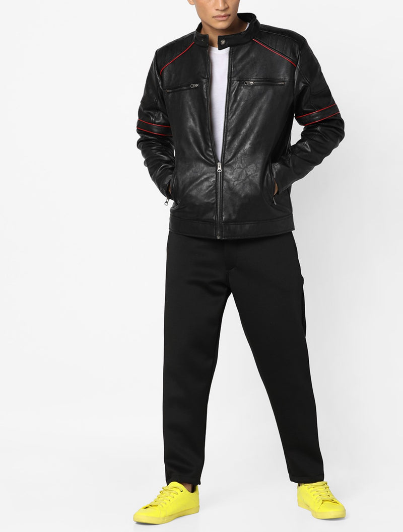 Biker Jacket - Men Real Lambskin Motorcycle Leather Biker Jacket KM618 - Koza Leathers