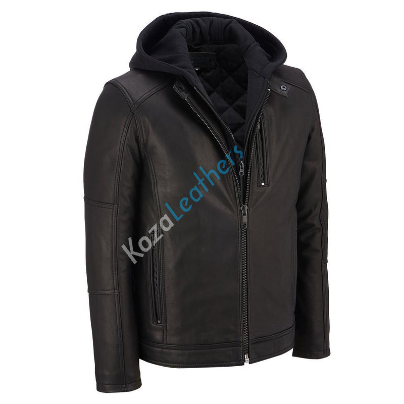 Biker Jacket - Men Real Lambskin Motorcycle Leather Biker Jacket KM162 - Koza Leathers