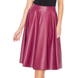 Women Real Lambskin Leather Knee Length Skirt WS152