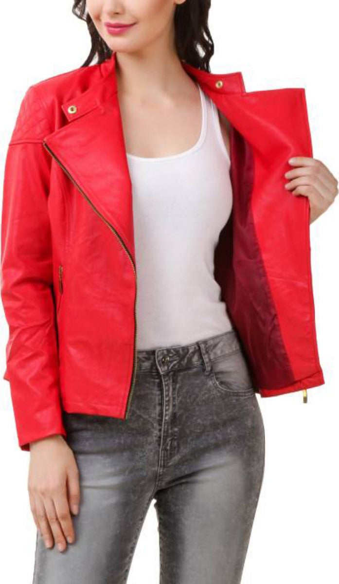 Biker / Motorcycle Jacket - Women Real Lambskin Leather Biker Jacket KW391 - Koza Leathers