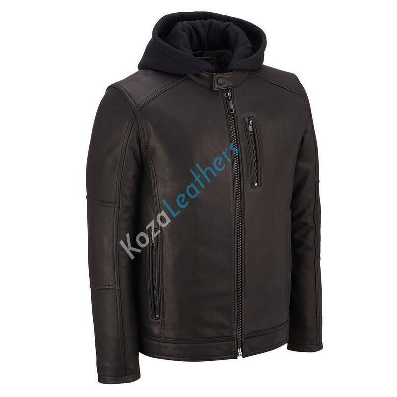 Biker Jacket - Men Real Lambskin Motorcycle Leather Biker Jacket KM162 - Koza Leathers