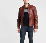 Biker Jacket - Men Real Lambskin Motorcycle Leather Biker Jacket KM249 - Koza Leathers