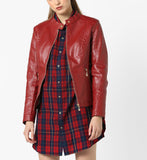 Biker / Motorcycle Jacket - Women Real Lambskin Leather Biker Jacket KW575 - Koza Leathers