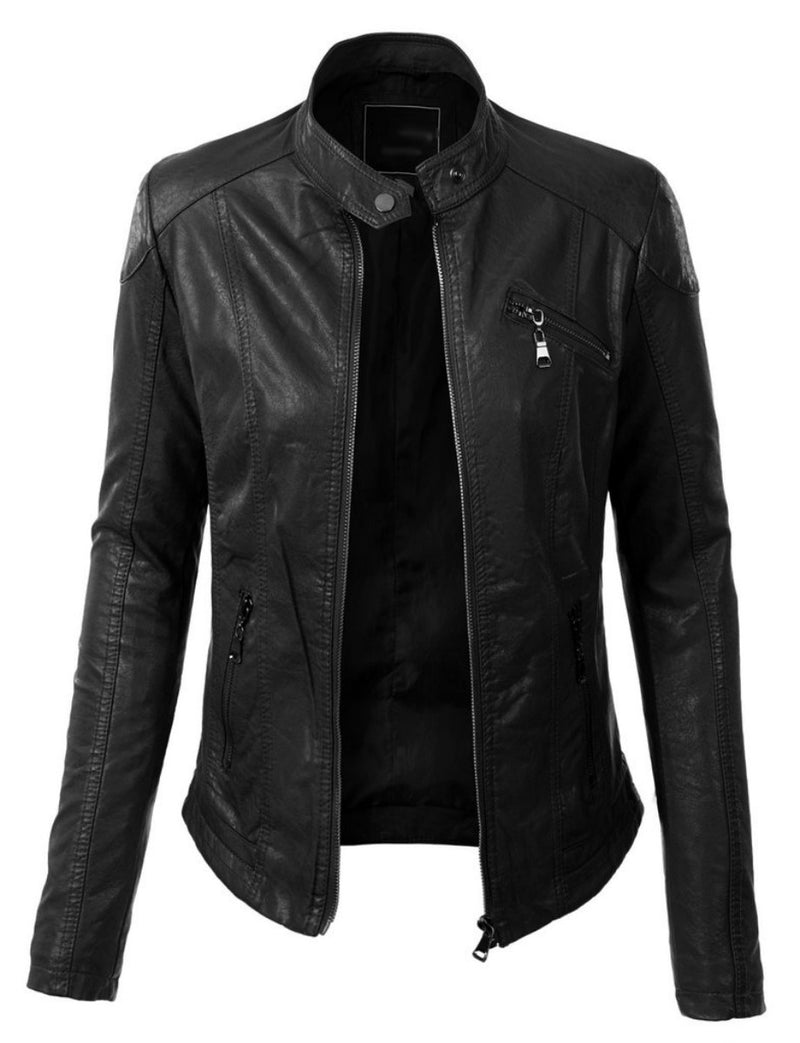 Biker / Motorcycle Jacket - Women Real Lambskin Leather Biker Jacket KW298 - Koza Leathers
