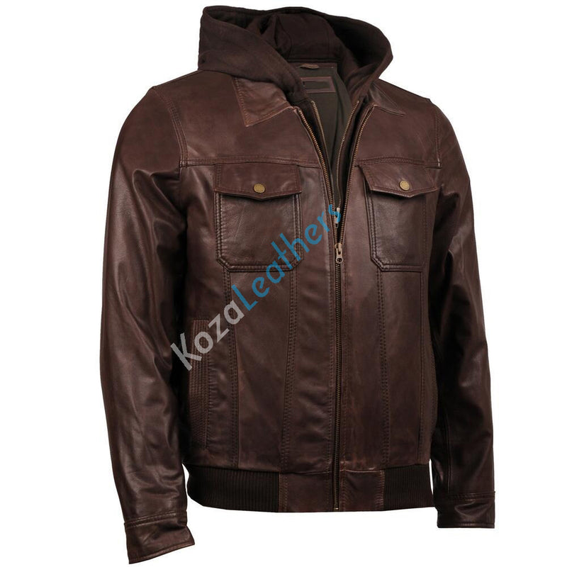 Biker Jacket - Men Real Lambskin Motorcycle Leather Biker Jacket KM163 - Koza Leathers