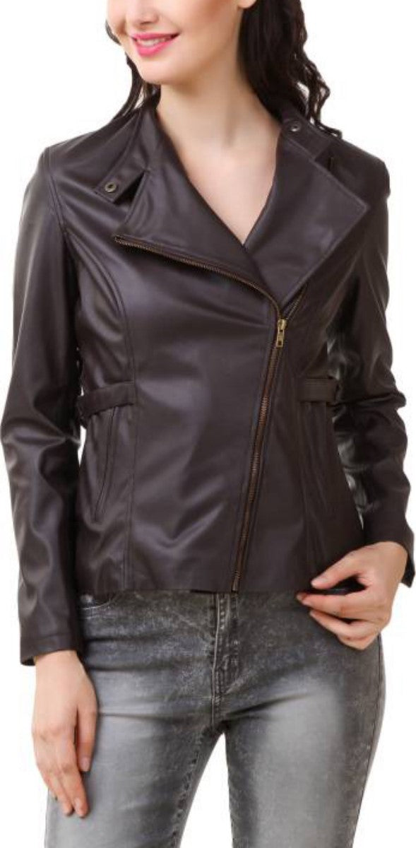 Biker / Motorcycle Jacket - Women Real Lambskin Leather Biker Jacket KW392 - Koza Leathers