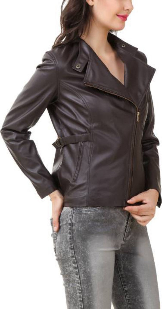 Biker / Motorcycle Jacket - Women Real Lambskin Leather Biker Jacket KW392 - Koza Leathers