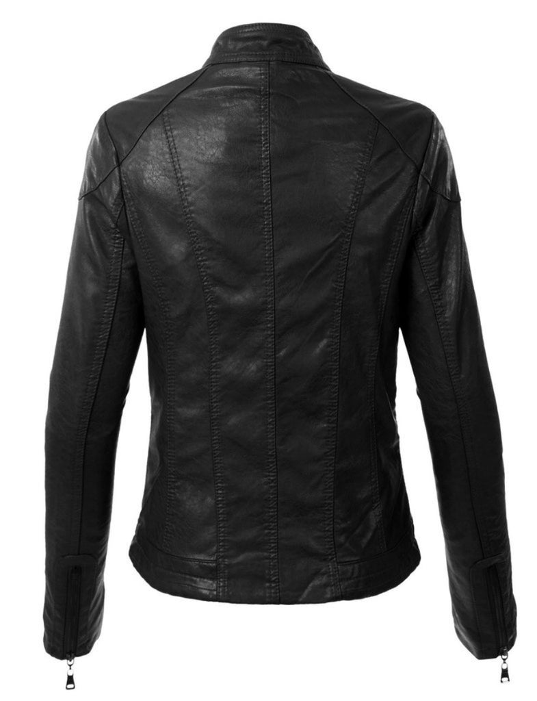 Biker / Motorcycle Jacket - Women Real Lambskin Leather Biker Jacket KW298 - Koza Leathers