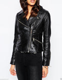 Biker / Motorcycle Jacket - Women Real Lambskin Leather Biker Jacket KW035 - Koza Leathers