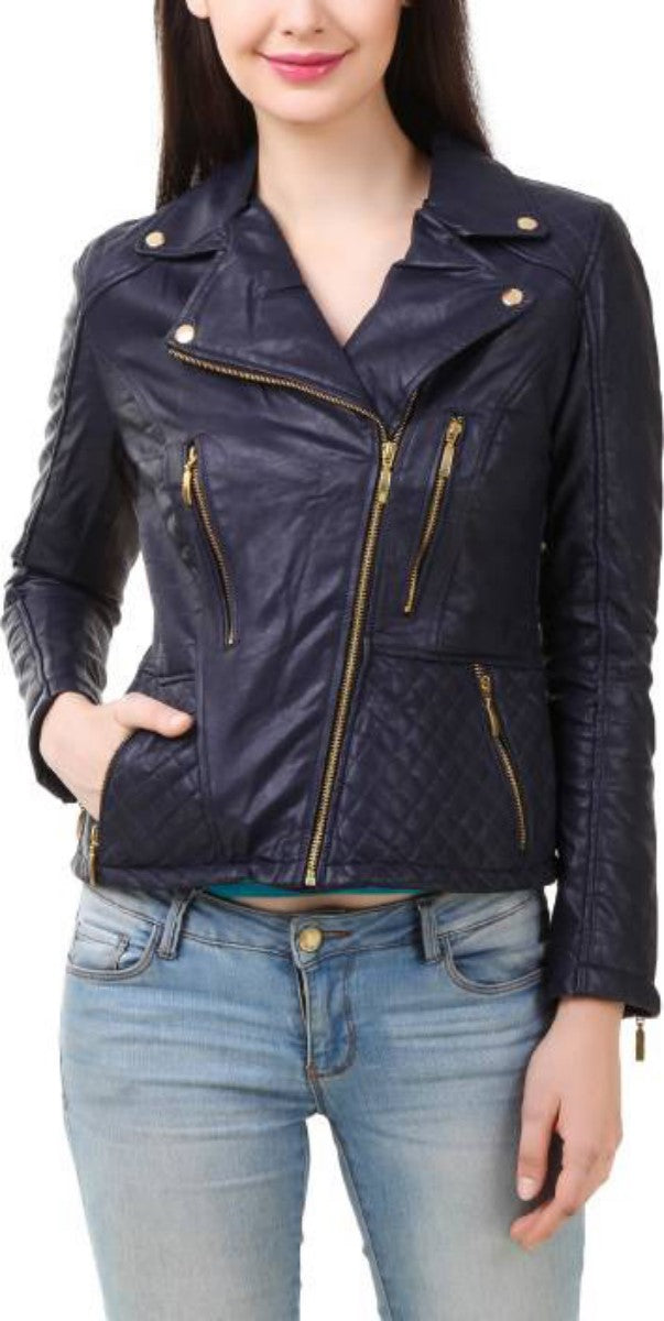Biker / Motorcycle Jacket - Women Real Lambskin Leather Biker Jacket KW393 - Koza Leathers