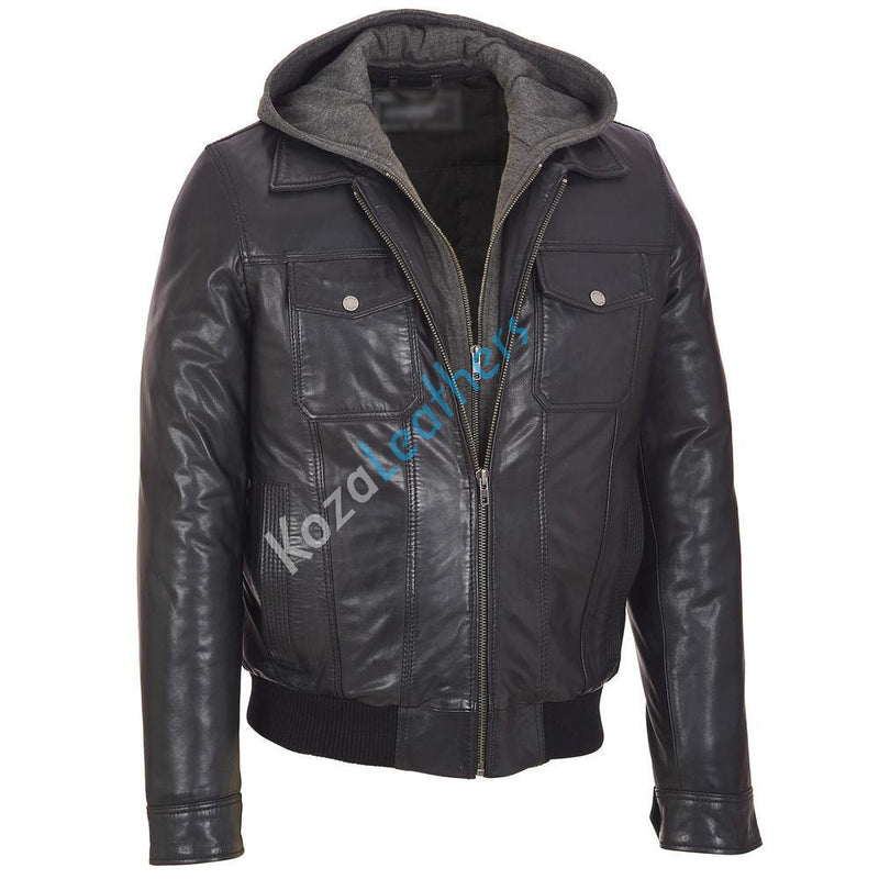 Biker Jacket - Men Real Lambskin Motorcycle Leather Biker Jacket KM164 - Koza Leathers