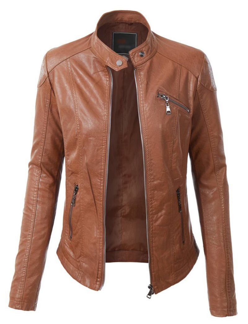Biker / Motorcycle Jacket - Women Real Lambskin Leather Biker Jacket KW299 - Koza Leathers
