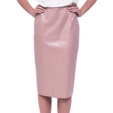 Women Real Lambskin Leather Knee Length Skirt WS153