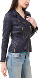 Biker / Motorcycle Jacket - Women Real Lambskin Leather Biker Jacket KW393 - Koza Leathers