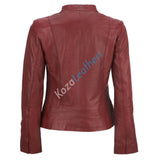 Biker / Motorcycle Jacket - Women Real Lambskin Leather Biker Jacket KW113 - Koza Leathers