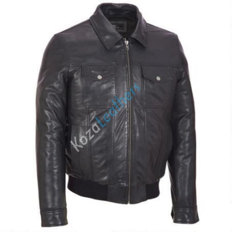 Biker Jacket - Men Real Lambskin Motorcycle Leather Biker Jacket KM164 - Koza Leathers