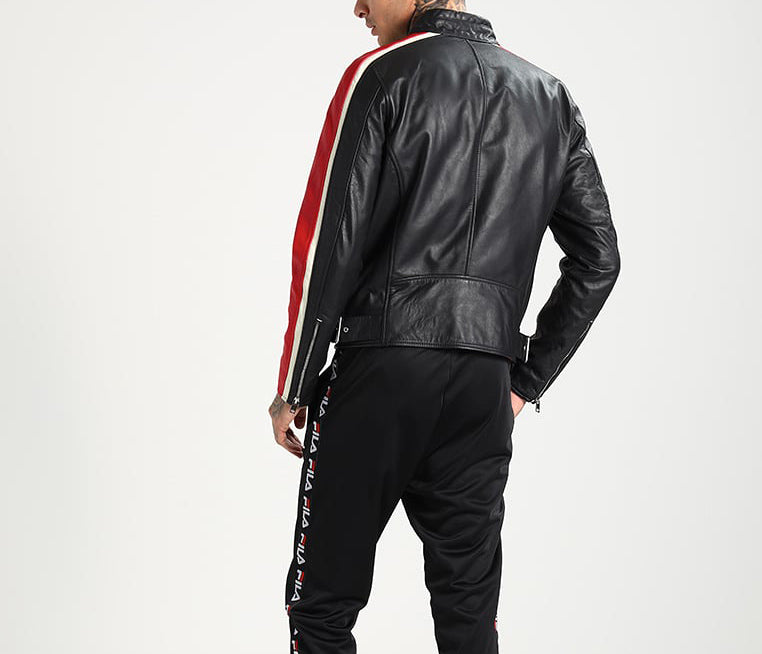 Biker Jacket - Men Real Lambskin Motorcycle Leather Biker Jacket KM251 - Koza Leathers