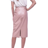 Knee Length Skirt - Women Real Lambskin Leather Knee Length Skirt WS153 - Koza Leathers