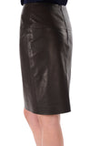 Knee Length Skirt - Women Real Lambskin Leather Slim Fit Skirt WS061 - Koza Leathers