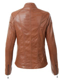 Biker / Motorcycle Jacket - Women Real Lambskin Leather Biker Jacket KW299 - Koza Leathers