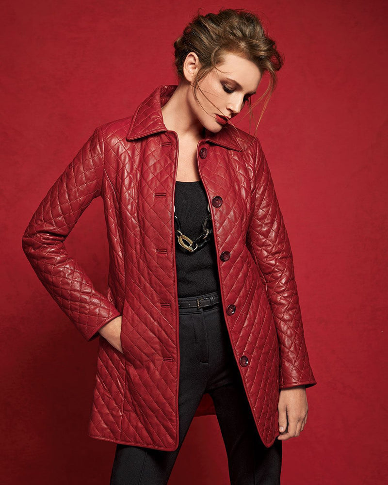 Koza Leathers Women's Genuine Lambskin Trench Coat Real Leather Jacket TC003