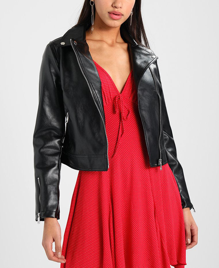 Biker / Motorcycle Jacket - Women Real Lambskin Leather Biker Jacket KW209 - Koza Leathers