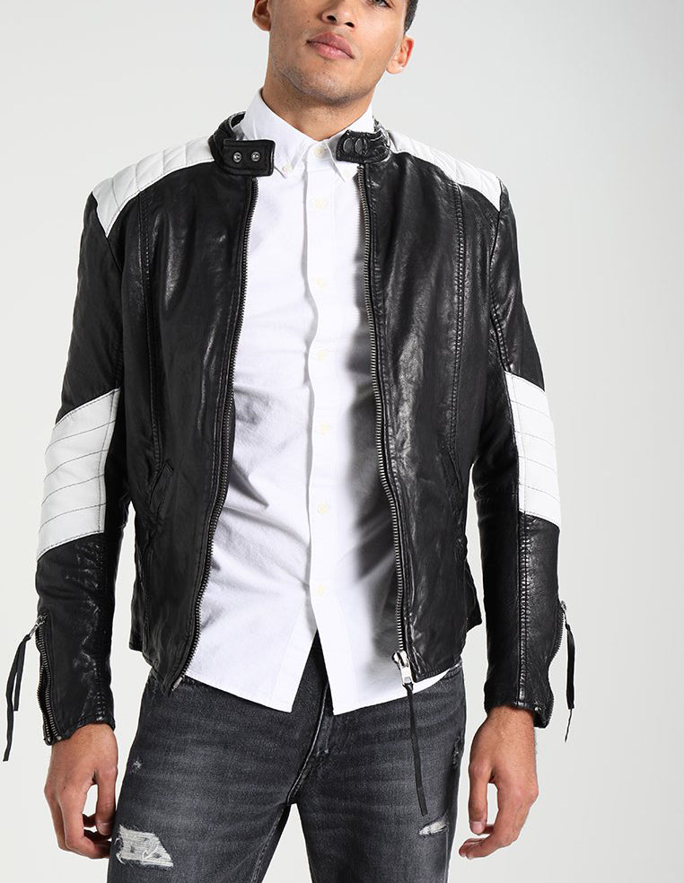 Biker Jacket - Men Real Lambskin Motorcycle Leather Biker Jacket KM252 - Koza Leathers