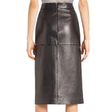 Knee Length Skirt - Women Real Lambskin Leather Knee Length Skirt WS154 - Koza Leathers