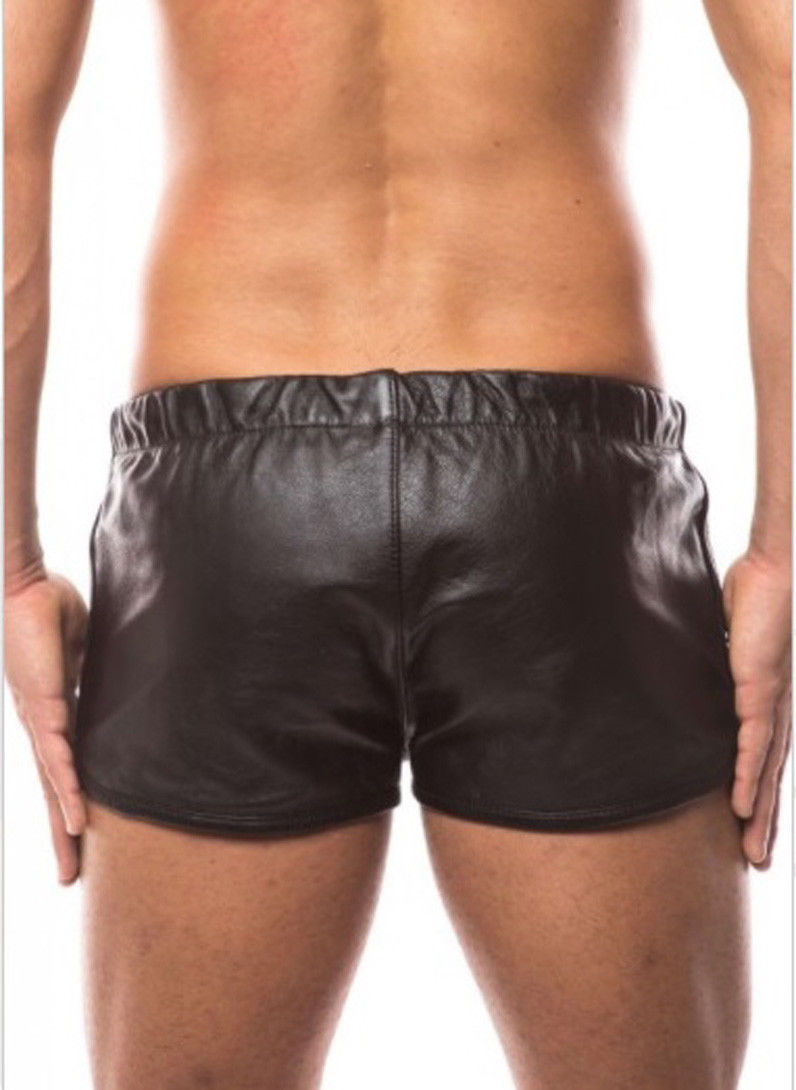 Koza Leathers Men's Real Lambskin Leather Boxer Shorts MS035
