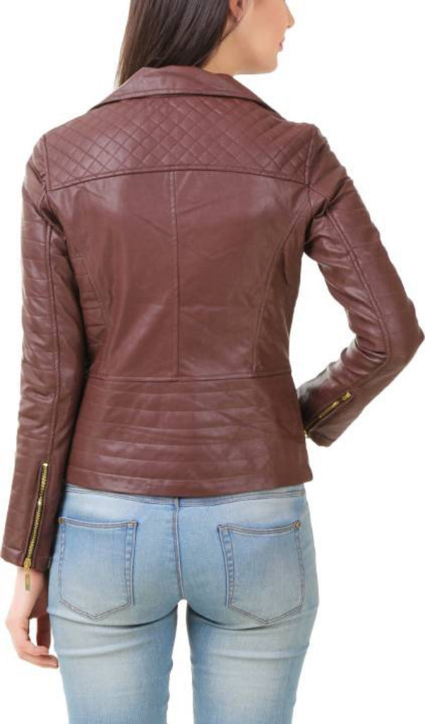 Biker / Motorcycle Jacket - Women Real Lambskin Leather Biker Jacket KW394 - Koza Leathers