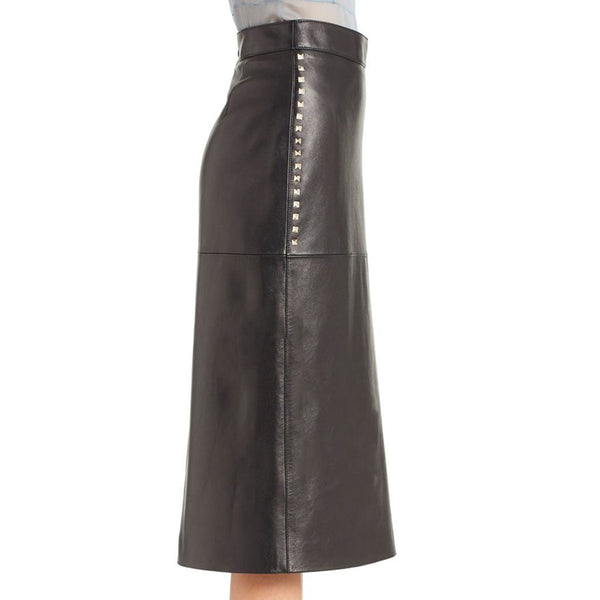 Women Real Lambskin Leather Knee Length Skirt WS154 - Koza Leathers